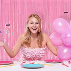 20 Pack Backdrop Party Decorations Pink Tinsel Curtain Party Backdrop Foil Fringe Birthday Decorations Photo Booth Streamer Backdrop Pink Theme Bachelorette Graduation Party Decorations - Image 3