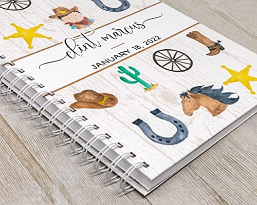 Baby Memory Book - Hard Cover First Year Album Personalized with Baby’s Name - Baby Book & Journal (Cowboy) - Image 2