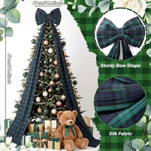 Riceshoot Giant Tartan Plaid Bow Decor Blue Green OversizedBows Decoration - Image 3