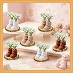 6 Set/ 36 Pcs Baby Shower Centerpieces Decor for Tables Crochet Knitted Mini Baby Booties with Artificial Breath Flowers and Wood Slices Boho Rustic Table Decor Gender Reveal Party Decor - Image 4