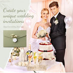 100 Set Wedding Invitation Kits Trifold Pockets,Green,White - Image 6