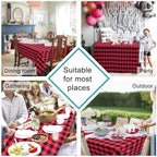 Hiasan Red and Black Plaid Tablecloth Waterproof, 2 Pack, 60 x 84 inch - Image 4