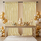 Light Gold Backdrop Curtain Drape Glitter Sequin Backdrop for Wedding 6Pack - Image 6