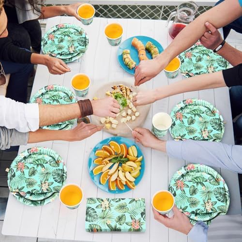 Pickmesh 250 Pcs Hawaiian Paper Plates Napkins Cups Set, Luau Party Plates - Image 5