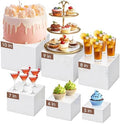 6Pcs White Buffet Risers Set (Size 5",6",7",8",9",10"),Food Risers for Buffet Table Display Stand Shelf for Party Catering Dessert Collectibles Acrylic Cube Boxes Display with Hollow Bottoms by Unknown