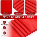Tudomro 16 Pack White and Red Plastic Tablecloths Satin Runner Set - Image 4
