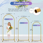 Hemmotop Metal Arch Backdrop Stand, Gold, Set of 3, 6FT, 5FT, 4FT - Image 2