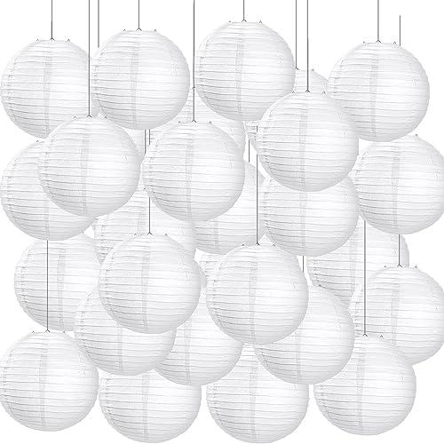 Treela 90Pack White Chinese Paper Lantern for Wedding Party Decor, 8 Inch by Treela