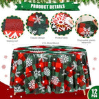 Ganeen 12 Pcs Christmas Snowflake Round Tablecloth 84" Red White Plastic - Image 2