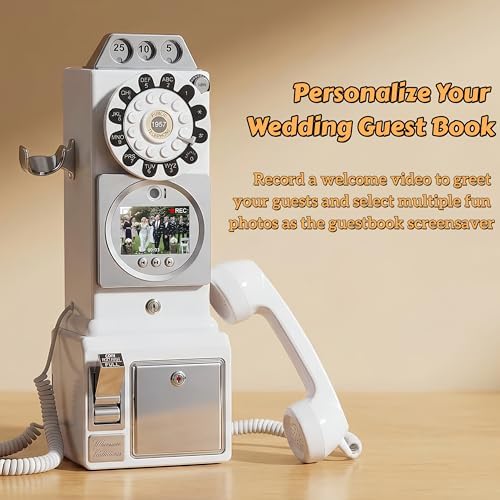 RetroVox Video & Audio Guest Book Wedding Phone Guestbook Creative Easy to Use & Fun Engagements Anniversaries Baby Showers Graduation (B White) - Image 3