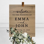 Andaz Press Large Wooden Welcome Sign for Wedding Rustic Welcome Sign 16" x 20" Custom Names Date & Location Fall Wedding Signage English Oak MDF Wood Finish Wedding Reception Indoor Outdoor Signs - Image 3