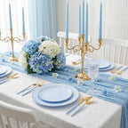 DaYammi 150Pcs Blue Plastic Plates with Gold Rim,Disposable Blue Party Plates Include 30 Dinner Plate,30 Salad Plate,30 Forks,30 Knives,30 Spoons,Fancy Disposable Platos for Party,Wedding,Baby Shower - Image 5
