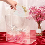 Large Clear Acrylic Wedding Card Box with Slot and Pen, 10x10x5 inch Wedding Receptions Wishing Well Money Box, DIY Card Box for Party, Graduation, Bridal Shower, Birthday (Clear) - Image 3