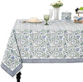 Ridhi Columbia Blue Hand Block Print Cotton Tablecloth 140 x 72 Inch by Ridhi