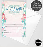 Pack of 30, Girl Baby Shower Party Collection, Baby Shower Invitation Cards, Fill in the Blank Invites WIth Envelopes, Mermaid Theme Party Supplies - Image 2