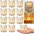 GOLDEAL 12Pcs Gold Votive Candle Holders, Thick Glass Tea Light Candle Holder Bulk, Tealight Candle Jars for Wedding Table Decor, Party Supplies, Bridal Shower Decorations, Centerpieces for Tables by GOLDEAL