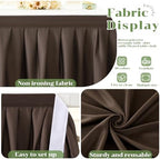 Partisky Chocolate Brown Polyester Table Skirt for Rectangle Tables 14ft, Wrinkle Resistant Pleated Ruffle Table Cloth for Banquet Wedding Trade Baby Shower Display Gift Dining Table - Image 4