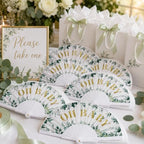 Cinrobiye 24 Pcs Greenery Baby Shower Folding Hand Fans, Sage Green Eucalyptus Oh Baby Fans Bulk, Foldable Fan Favors for Gender Reveal, Baby Shower Guest Favors and Party Decorations - Image 4