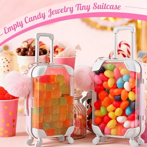 VioraWhite 30 Pcs Mini Suitcase Empty Box and Plush Ball Set, Pink - Image 6