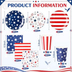 Ziliny 240 Pcs 4th of July American Flag Patriotic 7 9 Inch Paper Plates Napkins Cups Disposable Tableware Sets for Independence Memorial Veterans Day Decorations Party Supplies, Serve 60 - Image 2