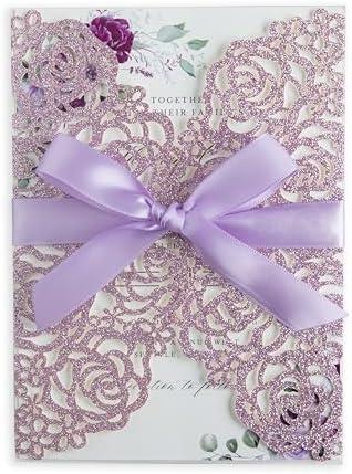 PONATIA 25 Pack Laser Cut Invitations Cards with Envelopes by ponatia