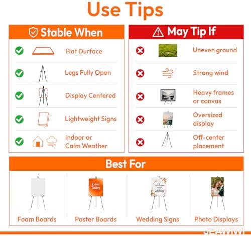 JEAWIWI 2 Pcs Lightweight Easel Stand, 66 Inch, White, with Carry Bags - Image 5
