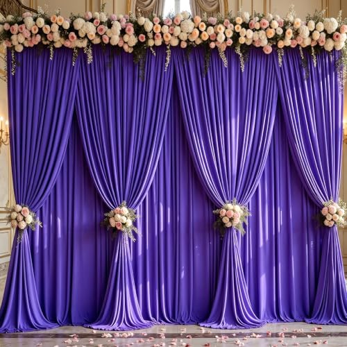 50x10ft Purple Backdrop Curtain Panels for Parties - Wrinkle Free Polyester Photo Curtain Backdrop Wedding Back Drop Fabric Drapes for Party Decorations Background for Photography - Image 4