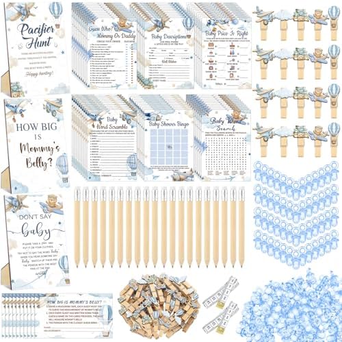 Sherr 476 Pcs Airplane Baby Shower Game Set, 9 Style Baby Shower Activities by Sherr