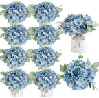 Auihiay 10PCS Flower Centerpieces for Tables, Blue Hydrangeas and Roses by Auihiay