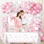 Pink Bow Baby Shower Decorations, Welcome Baby Girl Balloon Arch Kit - Image 6