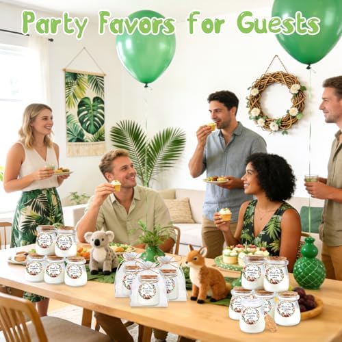24Pcs Baby Shower Candle Jungle Party Favors Lavender Scented Glass Jars Wax Candle Bulk with Thank You Cards Organza Bags for Guests Boy Girl Birthday Gender Reveal Gift Souvenirs (Jungle, 24) - Image 7