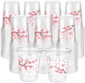 100 Pack Cherry Blossom Plastic Cups for Party Decorations,12 oz by Ferrochef