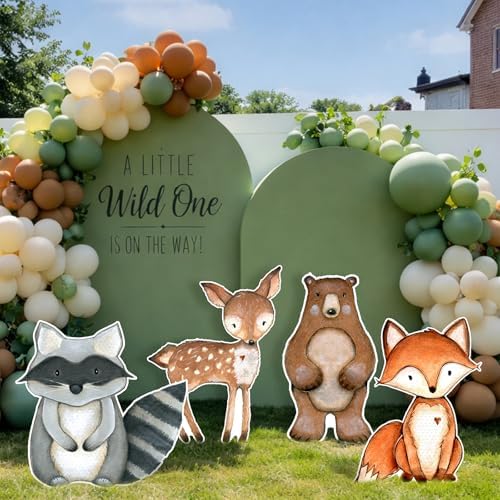 Gemscream 4 Pcs Large Woodland Animal Party Decorations 24 Inch Woodland Classroom Decor Cute Forest Animal Cardboard Cutouts Cartoon Jungle Photo Booth Prop for Birthday Baby Shower Nursery Party - Image 5