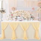 14ft Champagne Table Skirt Tulle Wedding Table Cloth Elegant Tutu Table Skirt Cover for Birthday Party Baby Shower Dessert Buffet Banquet Table Decorations by Suppromo