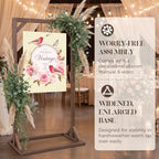 Wooden Welcome Sign Stand, 68" x 34" x 17" Heavy Duty Sign Holder Stand Wood Easel w/ Poster Design Templates for Wedding, Bridal Shower, Baby Shower, Birthday Party - Image 5