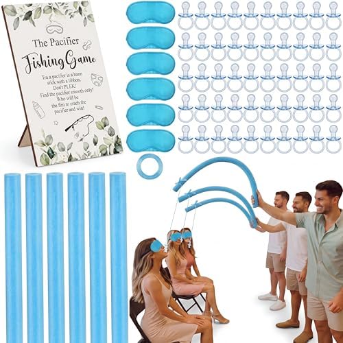 Capoda 64 Pcs Pacifier Fishing Baby Shower Games with Blindfolds by Capoda