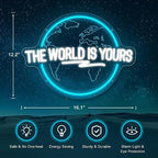 The World Is Yours Neon Sign Carved Planet The World Is Yours LED Signs for Wall Decor Neon Lights for Bedroom Classroom Man Cave Game Room Birthday Cristmas Gifts for Friends Lover - Image 2