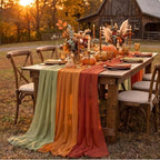 Boao 6 Pcs Fall Burnt Orange Party Decorations Chiffon Table Runners - Image 6