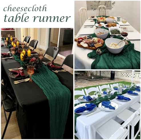 25 Pack Emerald Green Cheesecloth Table Runner 17 x 108 Inch Gauze Table Runner Fabric Semi Sheer Cheese Cloth Table Runner Bulk for Rustic Romantic Wedding Baby Shower Table Decoration - Image 7
