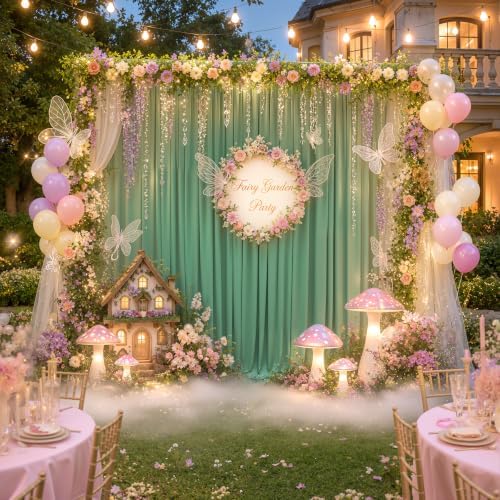 10x12 ft Sage Green Backdrop Curtains for Weddings, Birthdays and Photos - Image 5