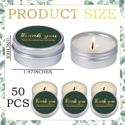 MTLEE 50 Pcs Emerald Green Thank You Candles Baby Shower Wedding Favors - Image 6
