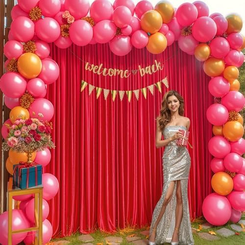 16x10FT Red Backdrop Curtains for Wedding Parties, Wrinkle Free Polyester Photography Backdrop Drapes for Wedding Baby Shower Birthday Parties Stage Background Stand Decorations 4x10ft,4 Panels - Image 3