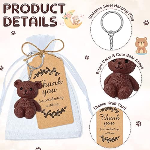 Roowest 48 Set Bear Party Favors Mini Bear Keychains Thank You Gifts - Image 2