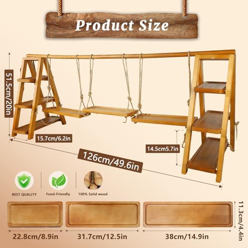 Large 3-Tier Wooden Cupcake Stand,Removable Tray for Cake Fruit Nut Cheese - Image 2