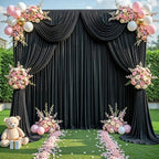 20ft x 12ft Black Backdrop Curtains Wrinkle Free Backdrop Curtain for Wedding Parties Black Fabric Backdrops Drapes Back Drop Cloth Bridal Shower Stage Curtains Wedding Decorations for Reception - Image 4