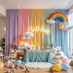 10x7FT Pastel Backdrop Curtain - 5 Colors Unicorn Backdrop Curtains - Wrinkle Free Pastel Rainbow Backdrop Draping Fabric for Baby Shower, Party, Classroom, Back-to-School & Unicorn Birthday Decor - Image 5