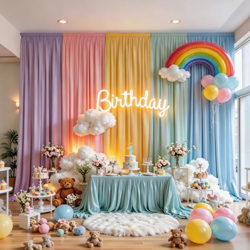 10x7FT Pastel Backdrop Curtain - 5 Colors Unicorn Backdrop Curtains - Wrinkle Free Pastel Rainbow Backdrop Draping Fabric for Baby Shower, Party, Classroom, Back-to-School & Unicorn Birthday Decor - Image 5