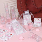 60 Sets Western Cowgirl Baby Shower Acrylic Shot Glasses A Little Cowgirl is On The Way Shot Glasses with Thank You Cards Organza Bags for Gender Reveal Cow-Girl Themed Birthday (Pink) - Image 4