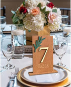Wedding Table Numbers 1-20, Green Leaf Wooden Table Number Signs with Base - Image 4