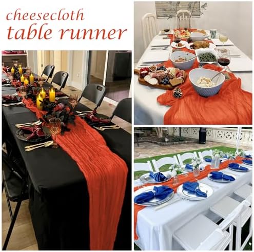 25 Pack Orange Cheesecloth Table Runner 17 x 108 Inch Gauze Table Runner Fabric Semi Sheer Cheese Cloth Table Runner Bulk for Rustic Romantic Wedding Baby Shower Table Decoration - Image 7